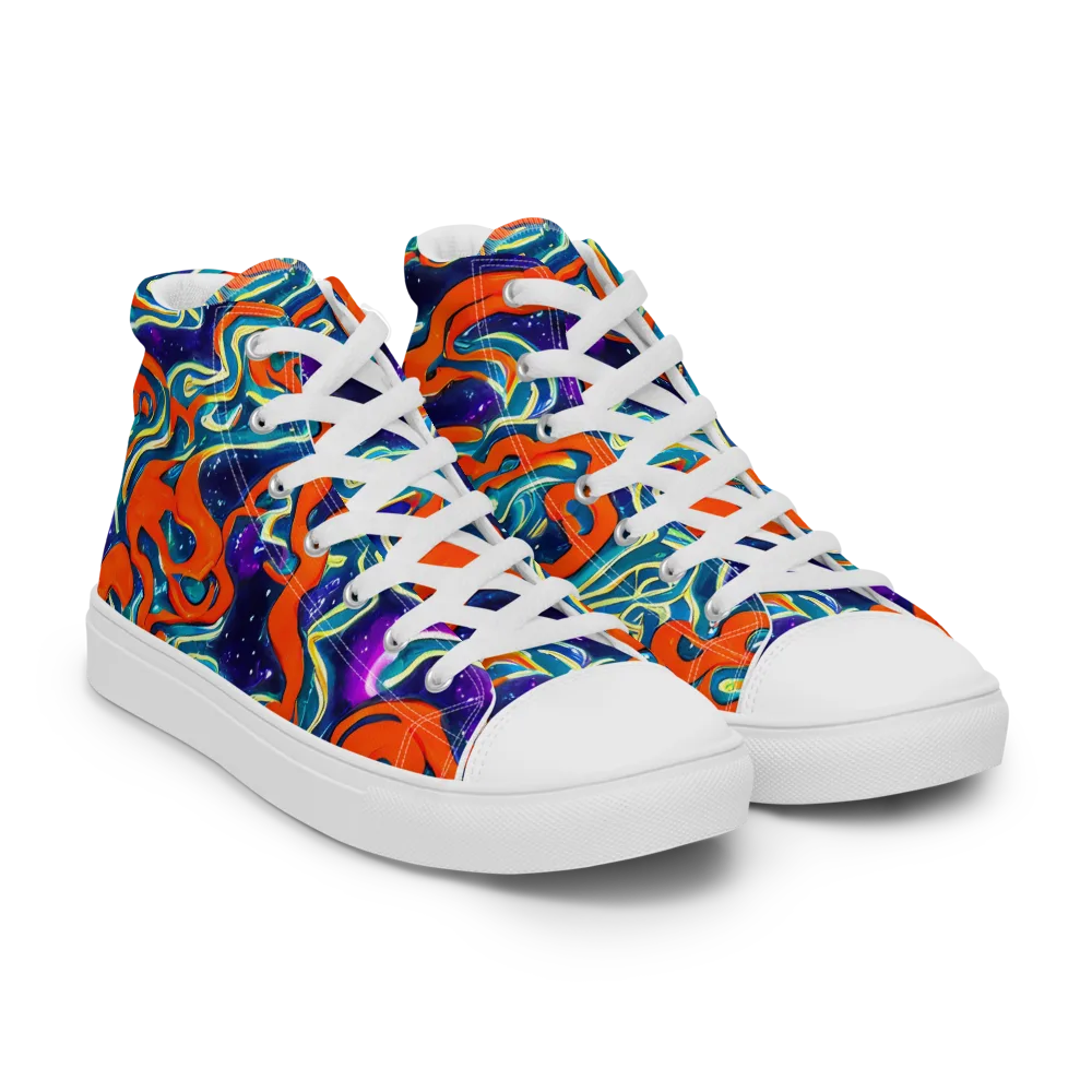 Flamewarp on Men's High Top Canvas Shoes — Right Front