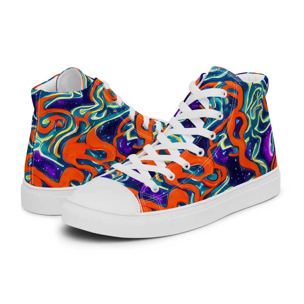Flamewarp on Men's High Top Canvas Shoes — Left