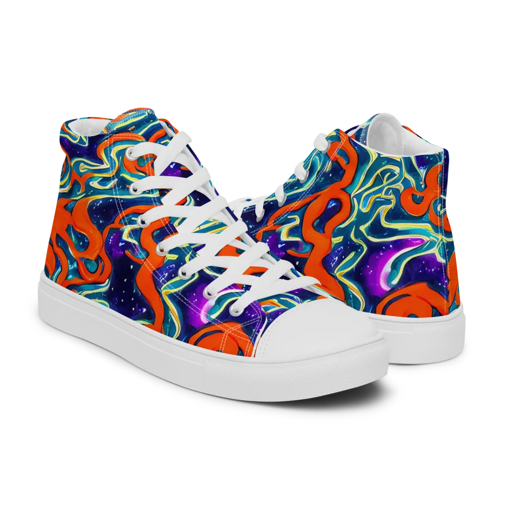Flamewarp on Men's High Top Canvas Shoes — Right