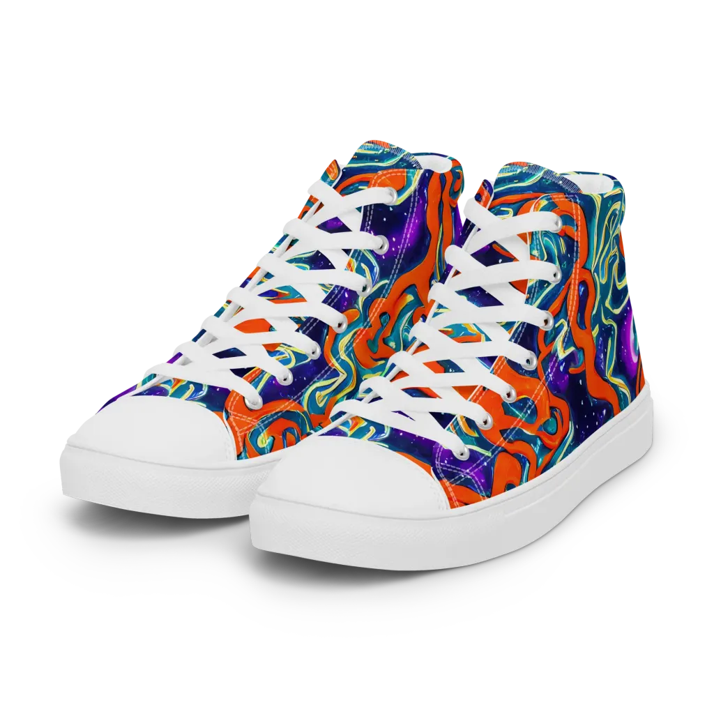 Flamewarp on Women's High Top Canvas Shoes — Left Front