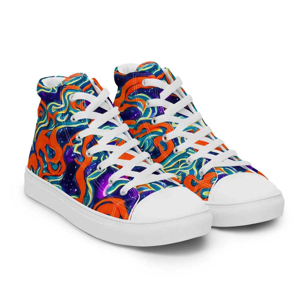Flamewarp on Women's High Top Canvas Shoes — Right Front