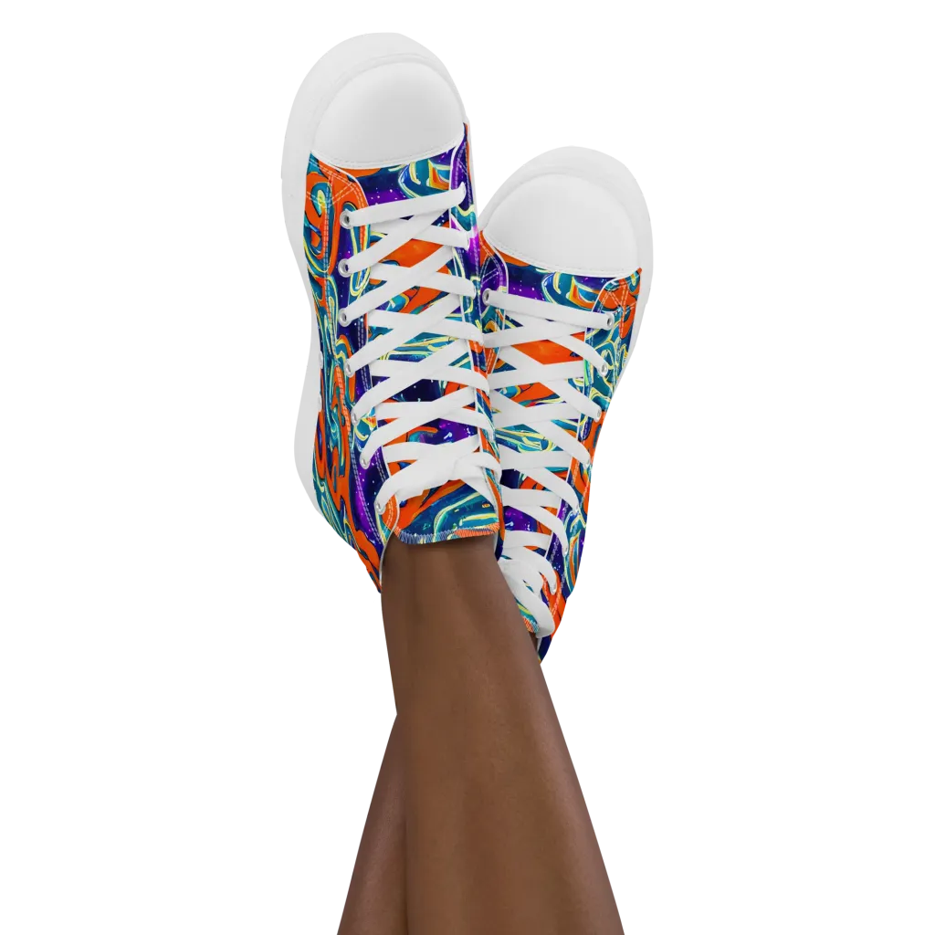 Flamewarp on Women's High Top Canvas Shoes — Front