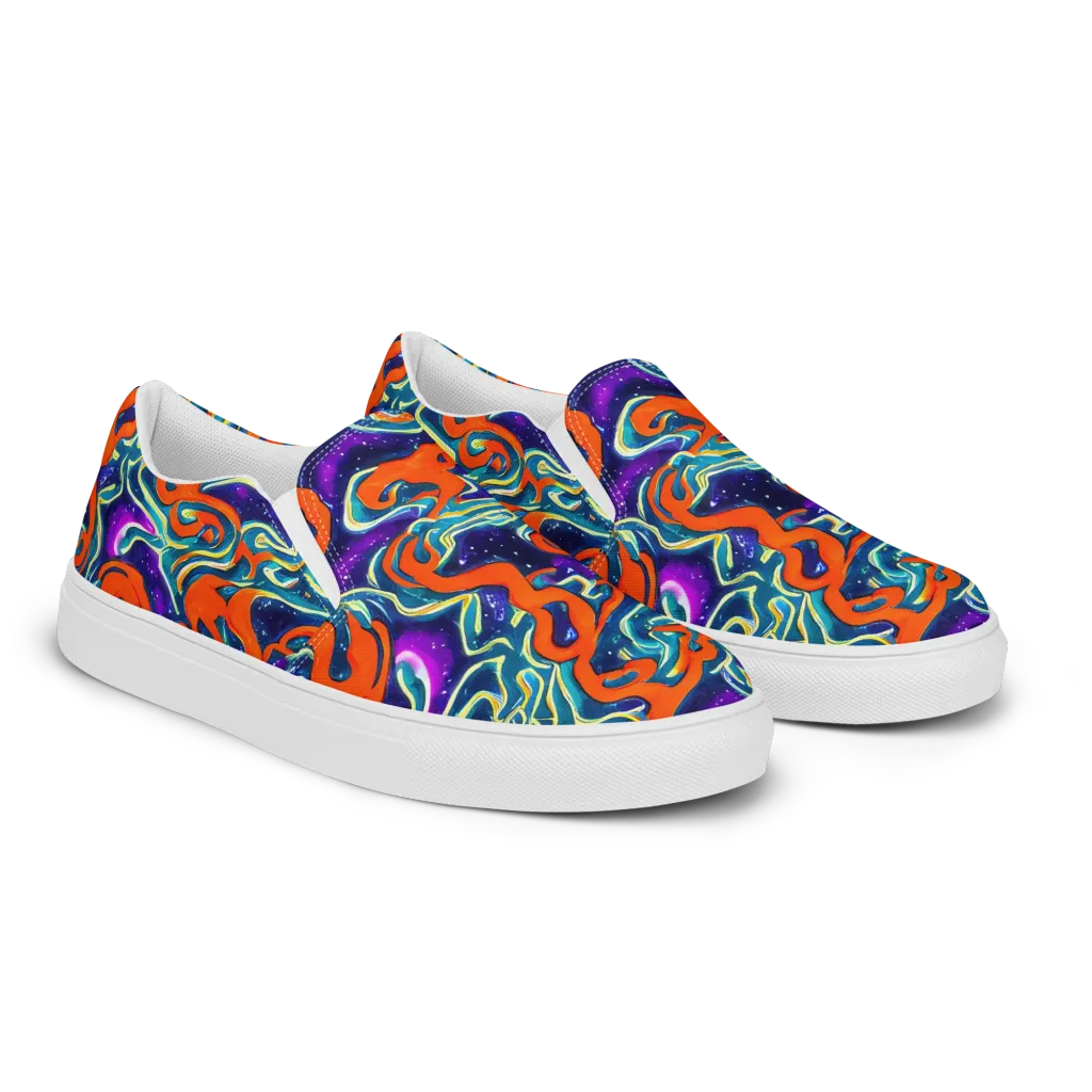 Flamewarp on Men's Slip-On Canvas Shoes — Right Front