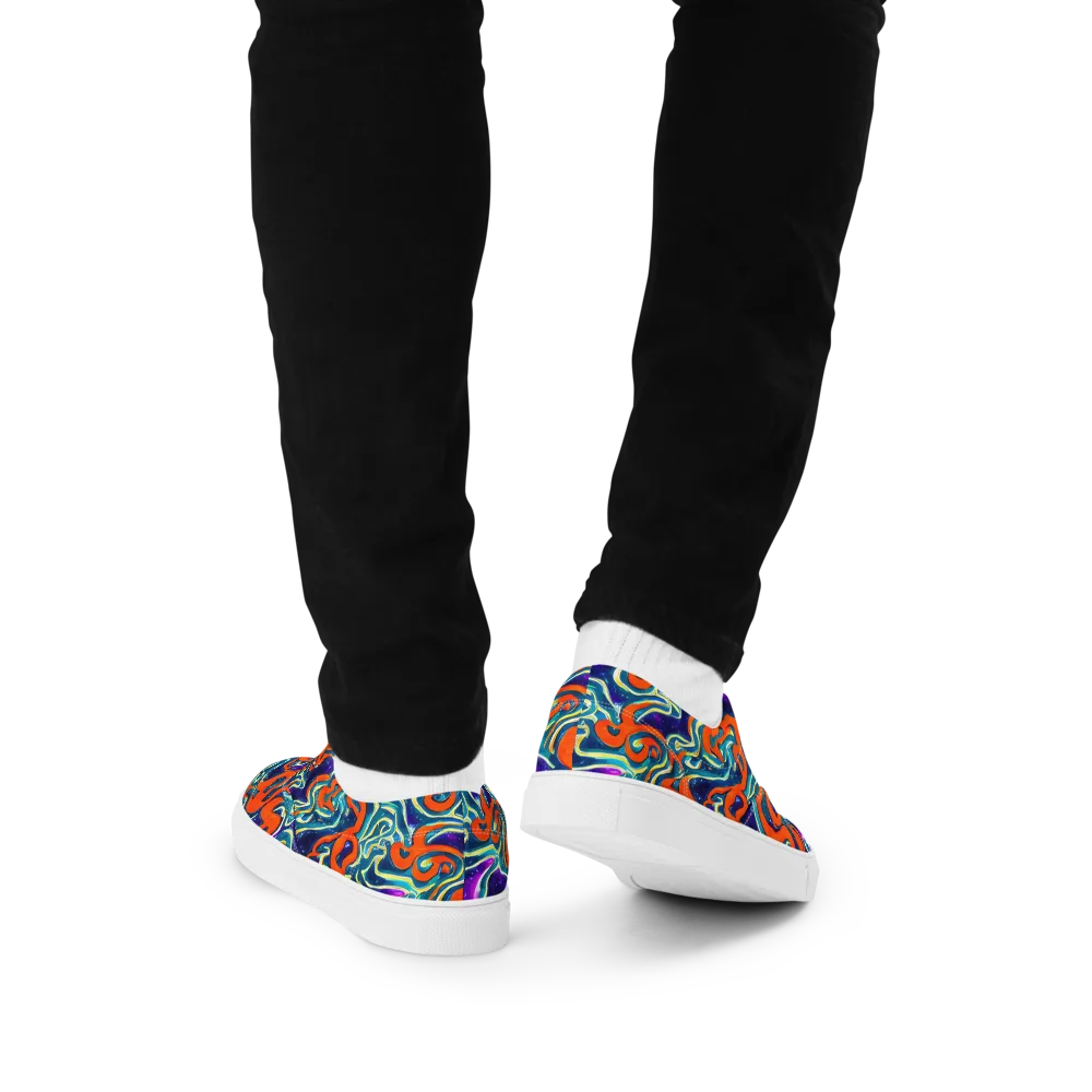 Flamewarp on Men's Lace-Up Canvas Shoes — Back