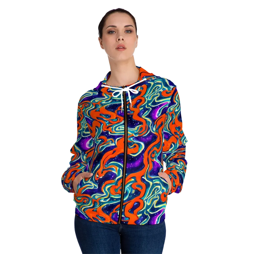Flamewarp on Women's Full-Zip Hoodie — Front On Person