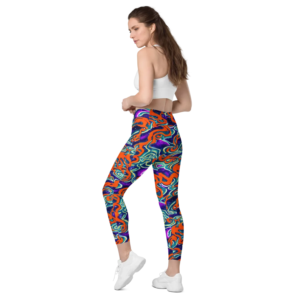 Flamewarp on Leggings with Pockets — Left Back