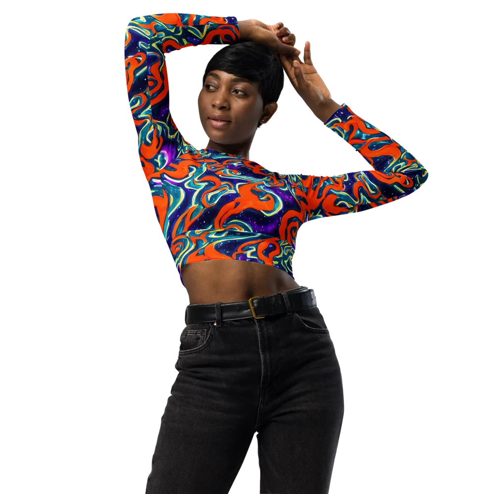 Flamewarp on Long Sleeve Crop Top — Front