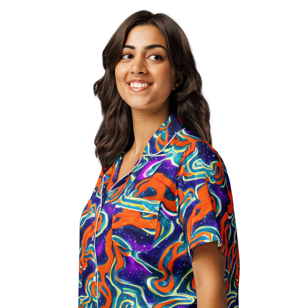 Flamewarp on Women's Short Sleeve Pajama Top — Left Front