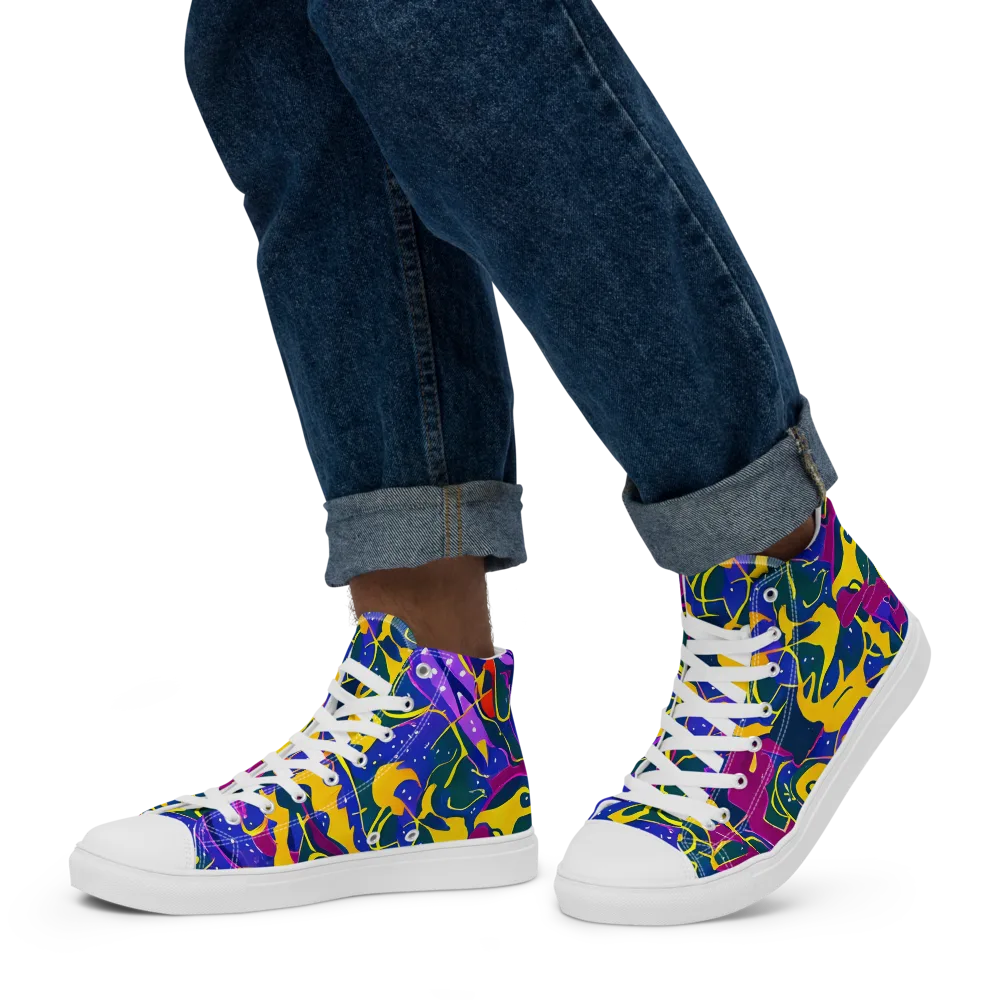 Afterdark Color on Men's High Top Canvas Shoes — Left