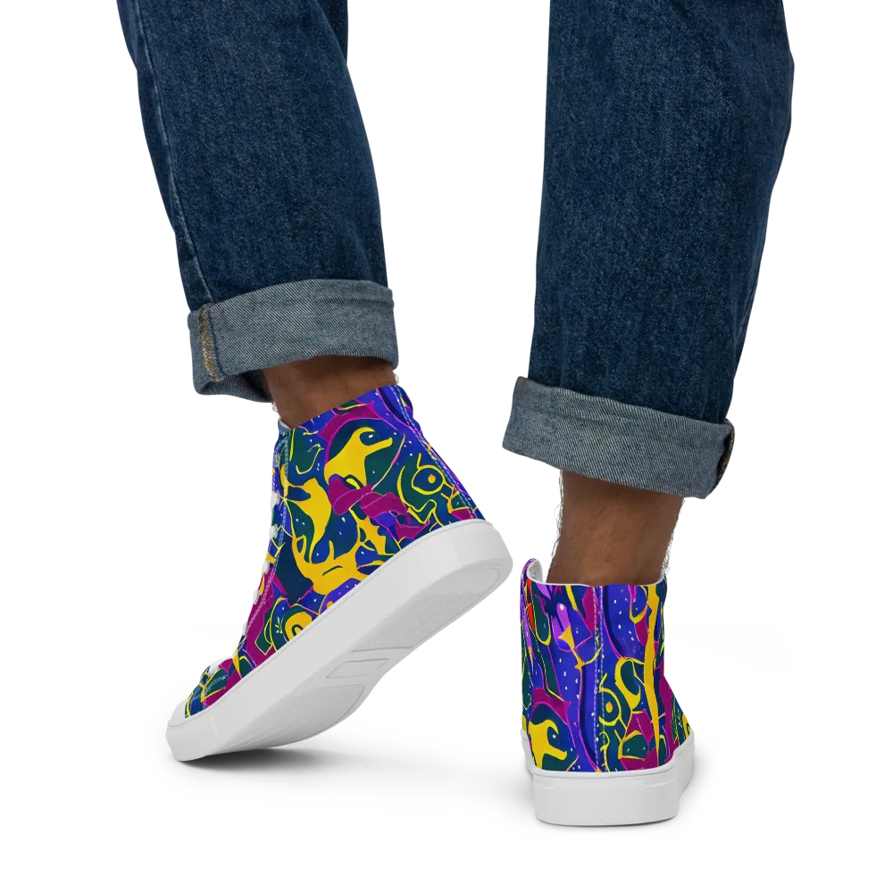 Afterdark Color on Men's High Top Canvas Shoes — Back