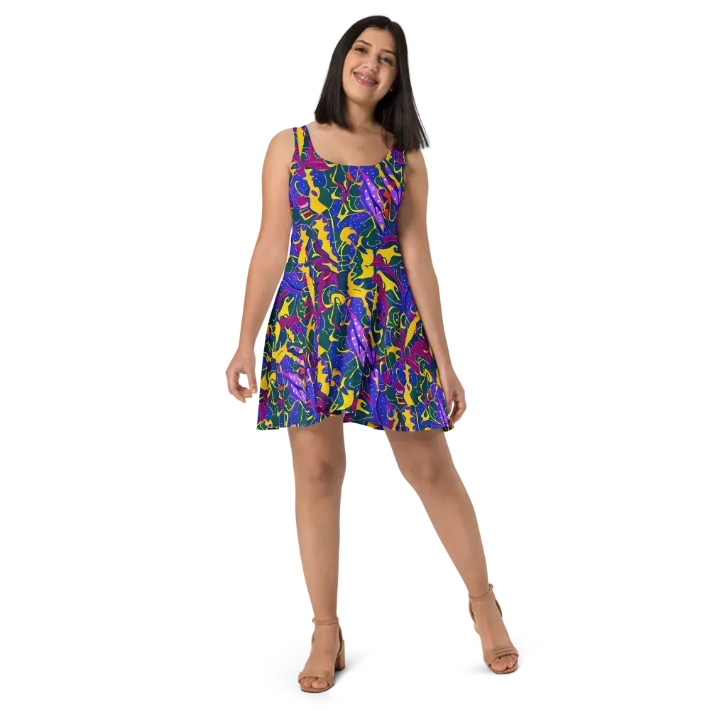 Afterdark Color on Skater Dress — Front