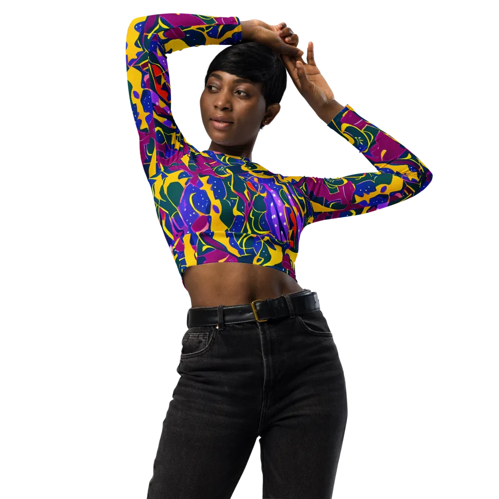 Afterdark Color on Long Sleeve Crop Top — Front