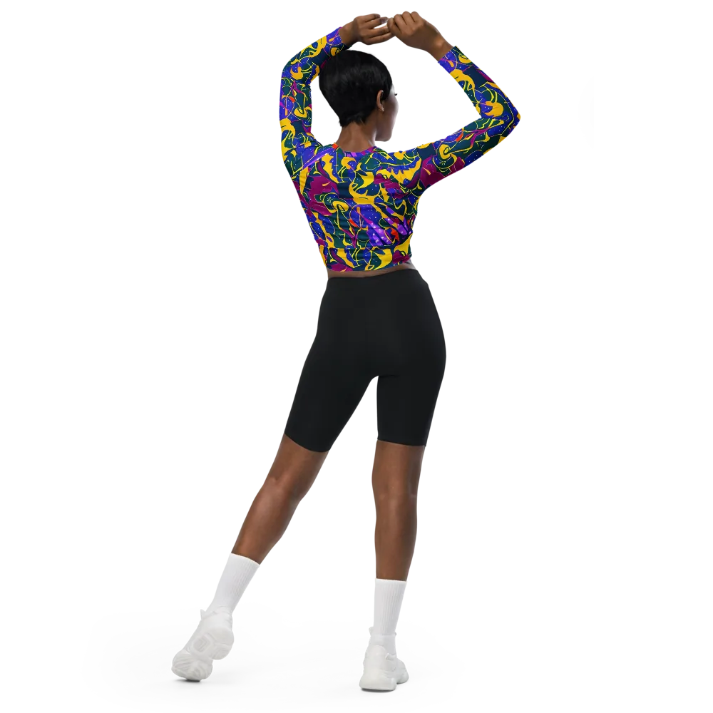 Afterdark Color on Long Sleeve Crop Top — Back