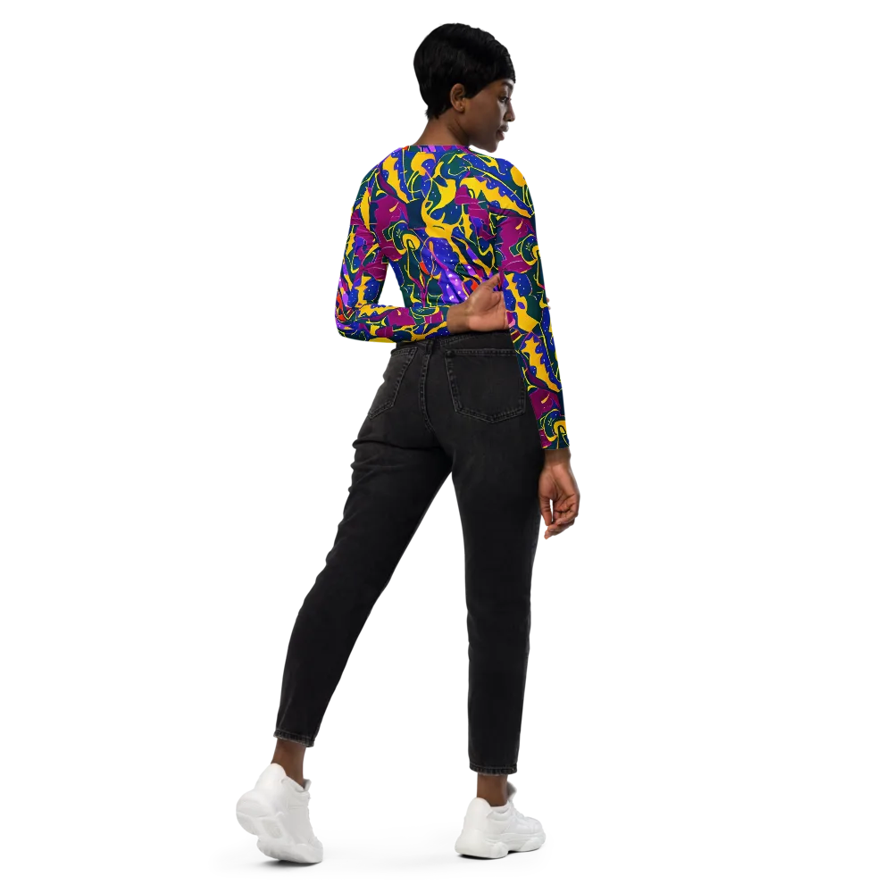 Afterdark Color on Long Sleeve Crop Top — Right Back