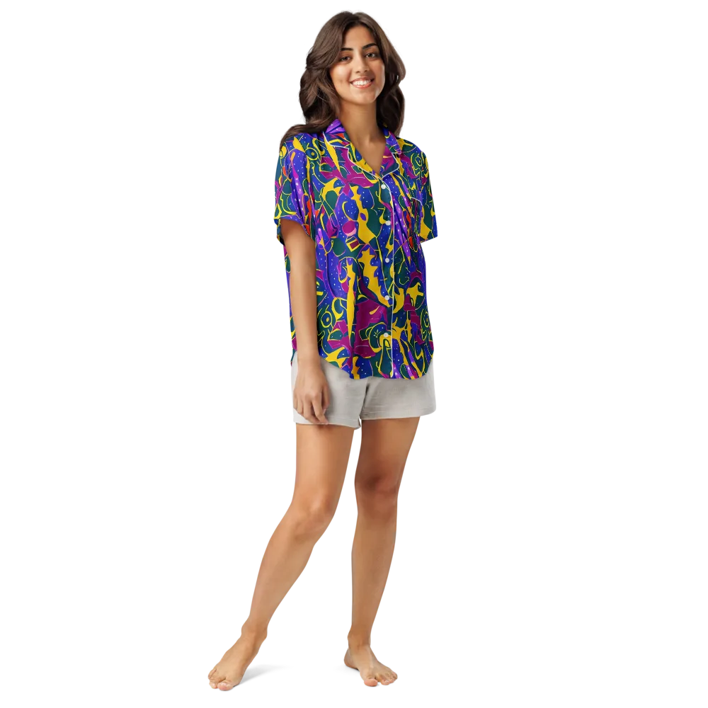 Afterdark Color on Women's Short Sleeve Pajama Top — Front