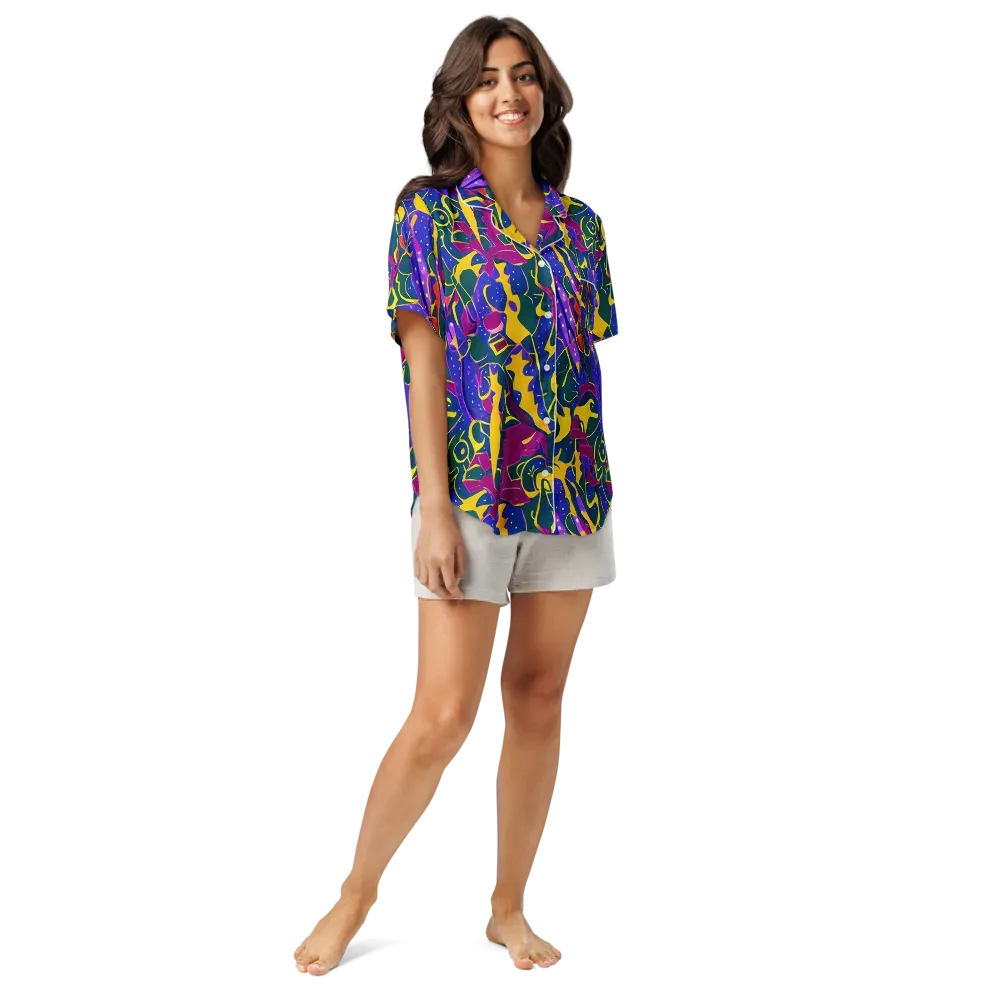 Afterdark Color on Women's Short Sleeve Pajama Top — Front
