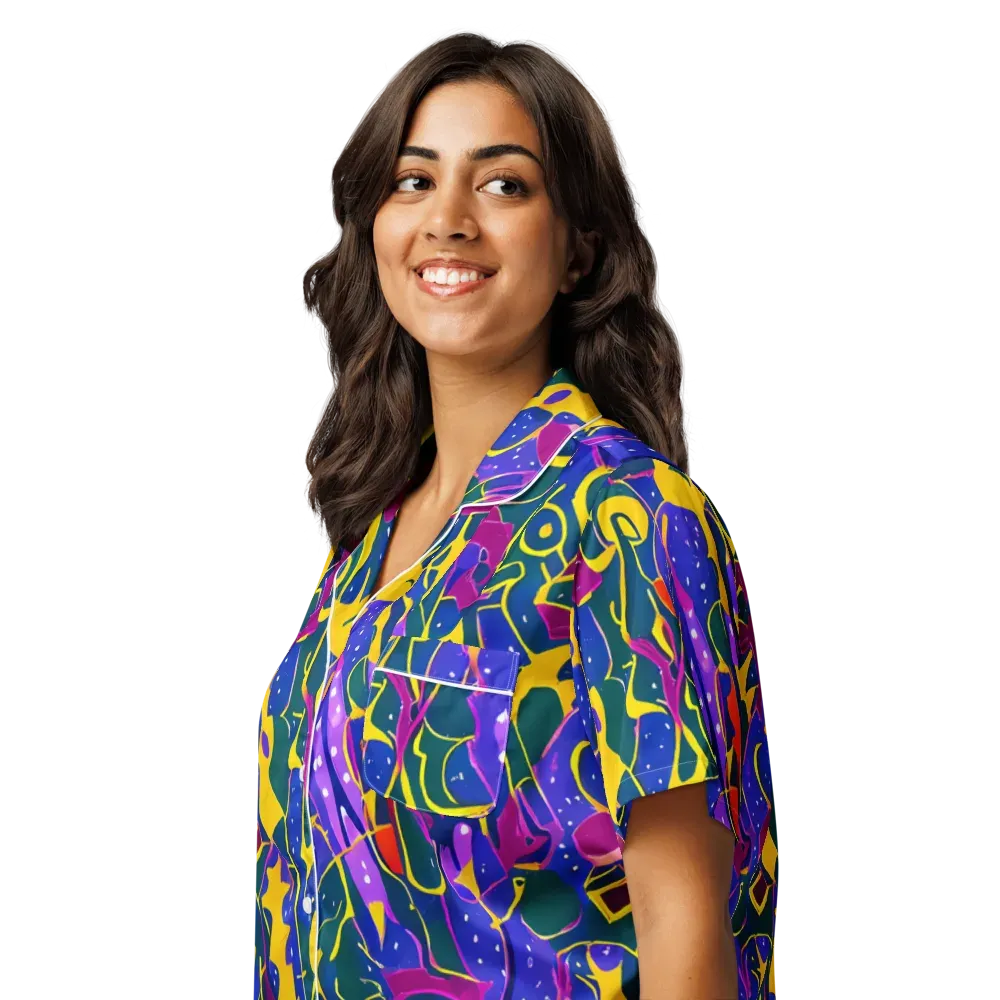 Afterdark Color on Women's Short Sleeve Pajama Top — Left Front