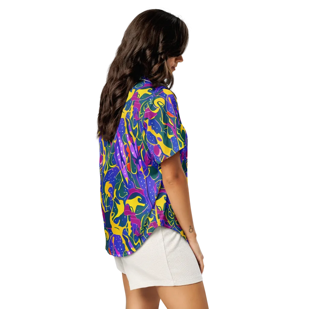 Afterdark Color on Women's Short Sleeve Pajama Top — Right Back