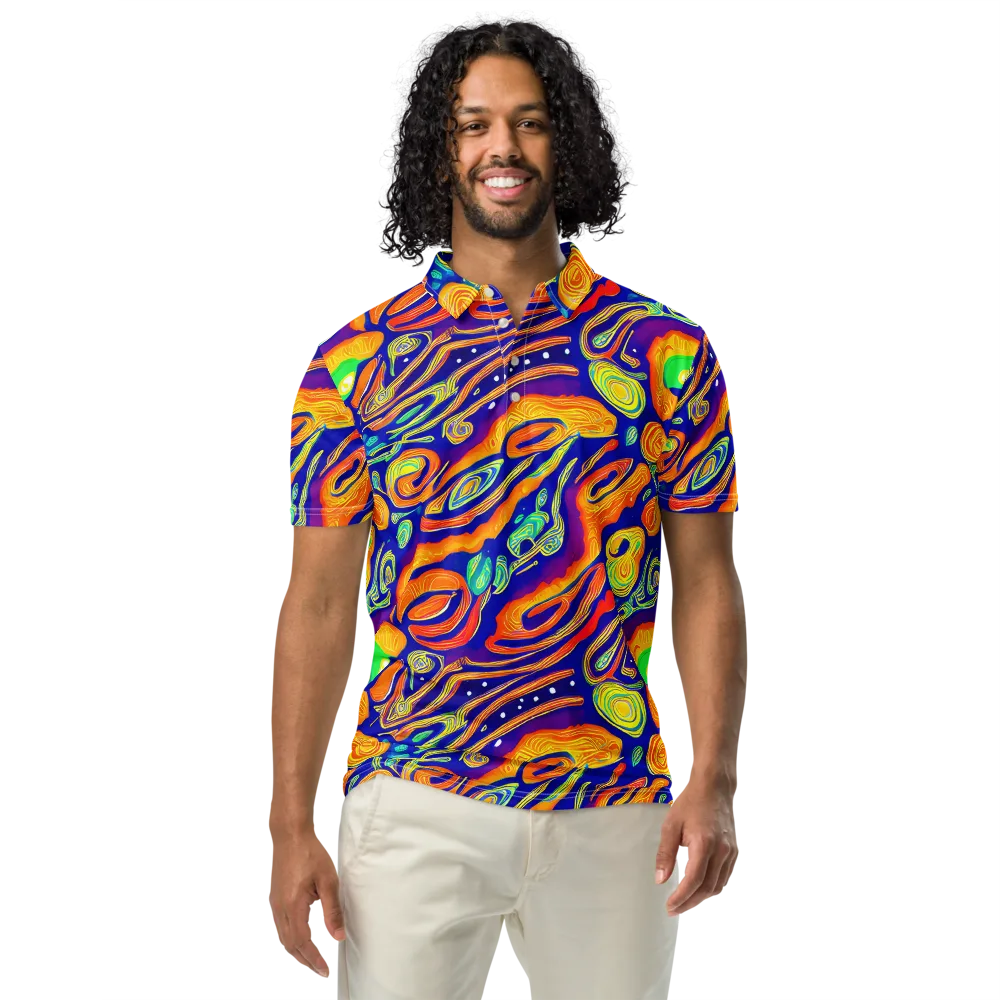 Aubergine Inferno on Men's Slim Fit Polo Shirt — Front