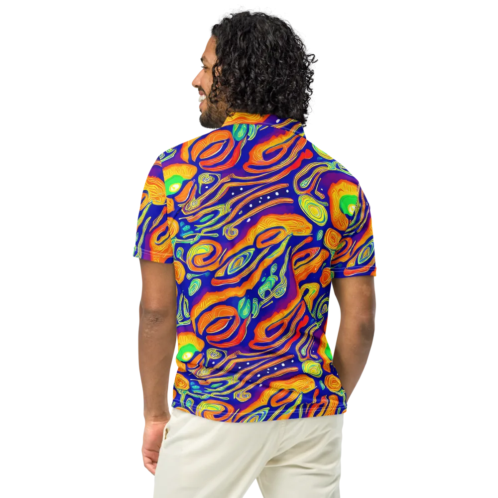 Aubergine Inferno on Men's Slim Fit Polo Shirt — Back
