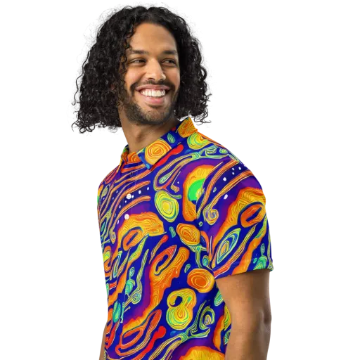 Aubergine Inferno on a Men's Slim Fit Polo Shirt