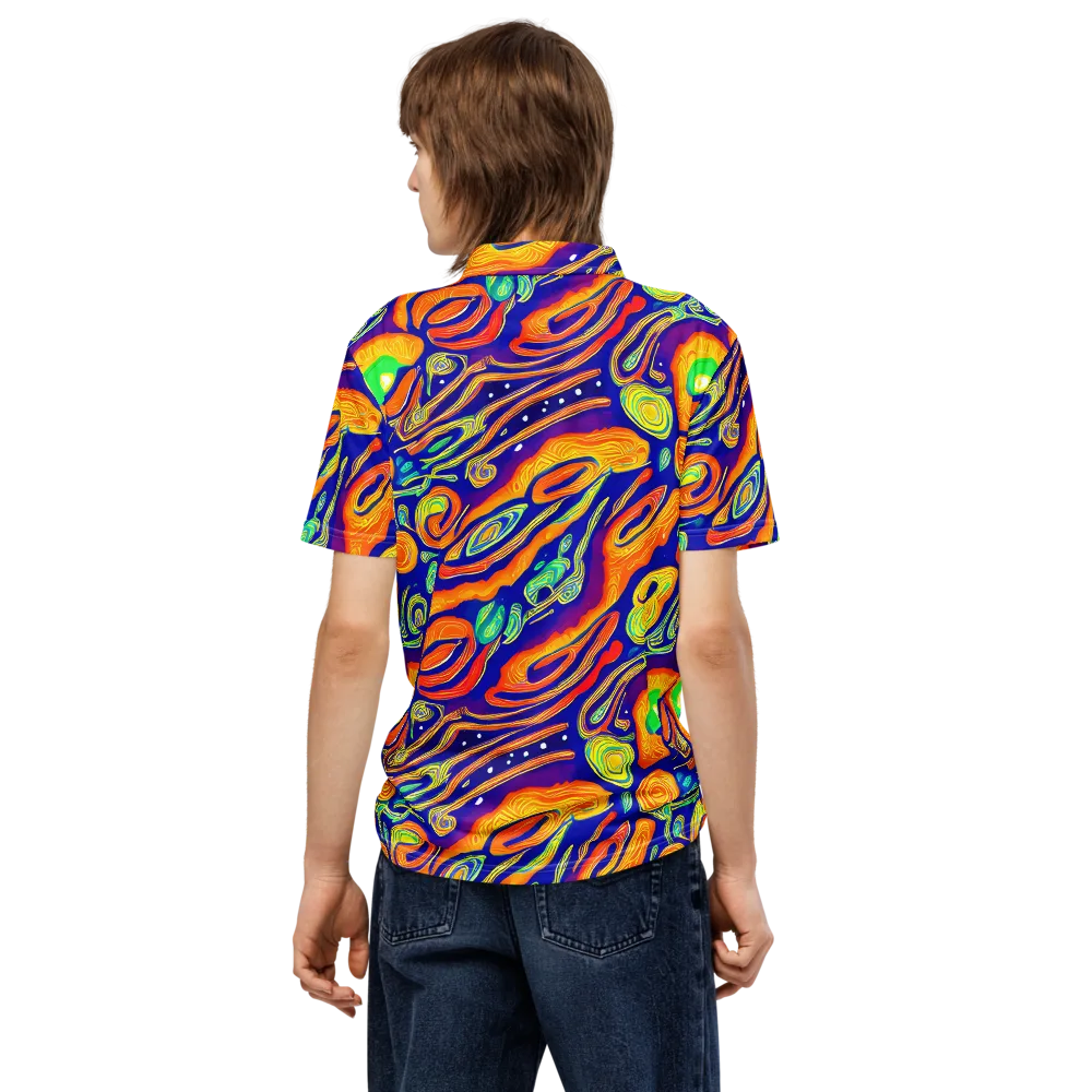 Aubergine Inferno on Men's Slim Fit Polo Shirt — Back