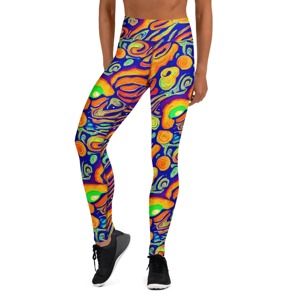 Aubergine Inferno on Yoga Leggings — Front