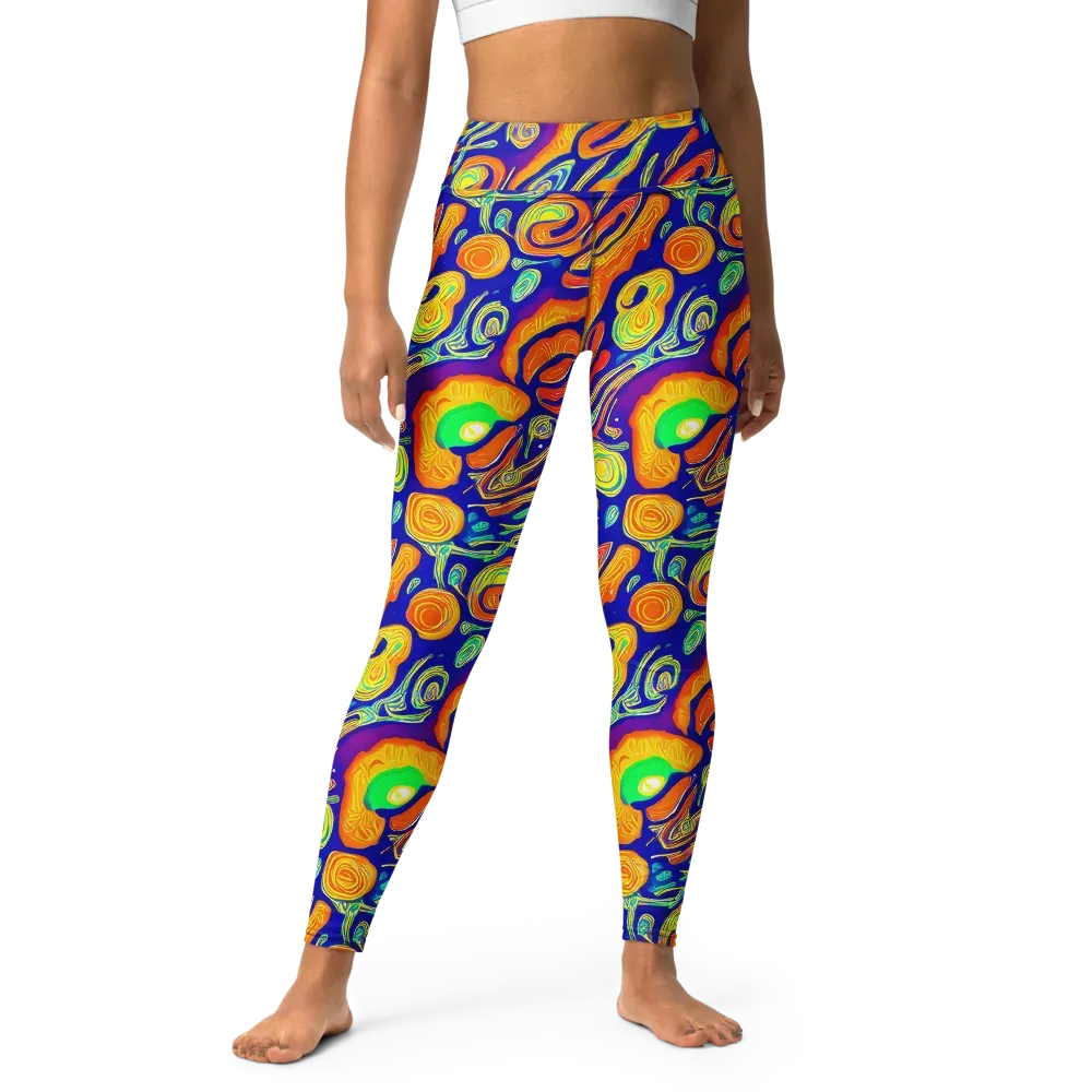 Aubergine Inferno on Yoga Leggings — Front