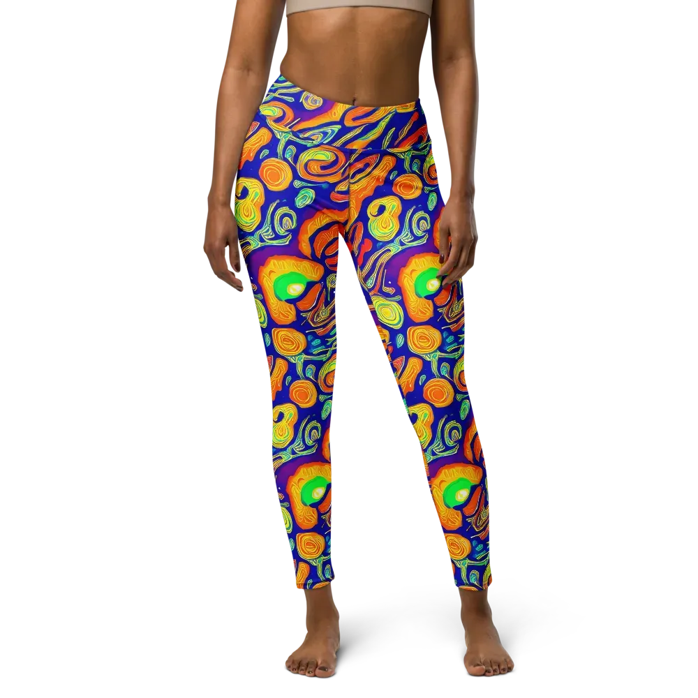 Aubergine Inferno on Yoga Leggings — Front
