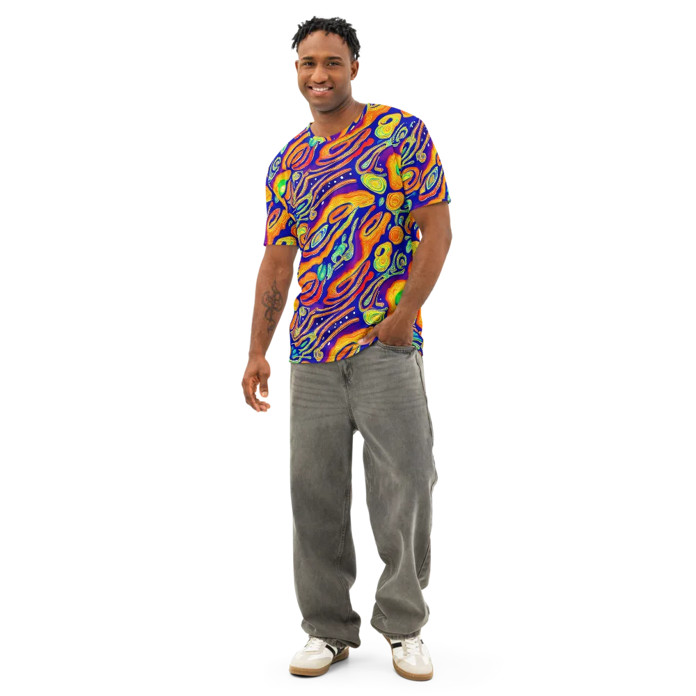 Aubergine Inferno on Men's Cotton Crew Neck T-Shirt — Front