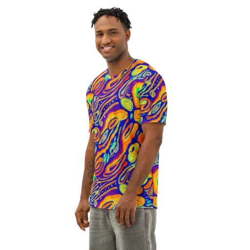 Aubergine Inferno on a Men's Cotton Crew Neck T-Shirt
