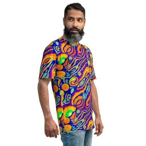Aubergine Inferno on a Men's Crew Neck T-Shirt