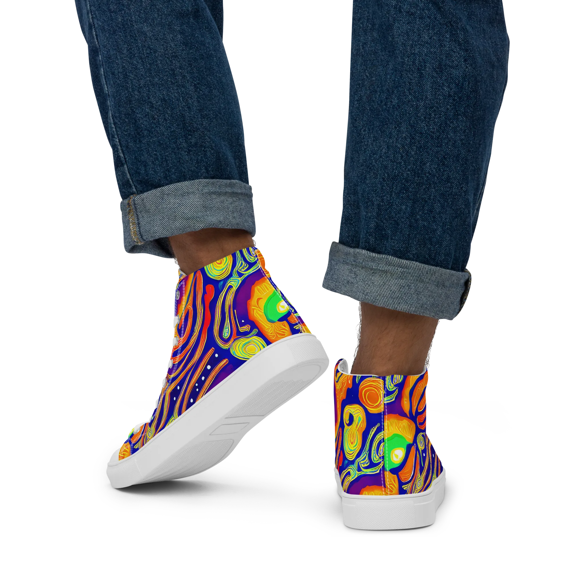 Aubergine Inferno on Men's High Top Canvas Shoes — Back