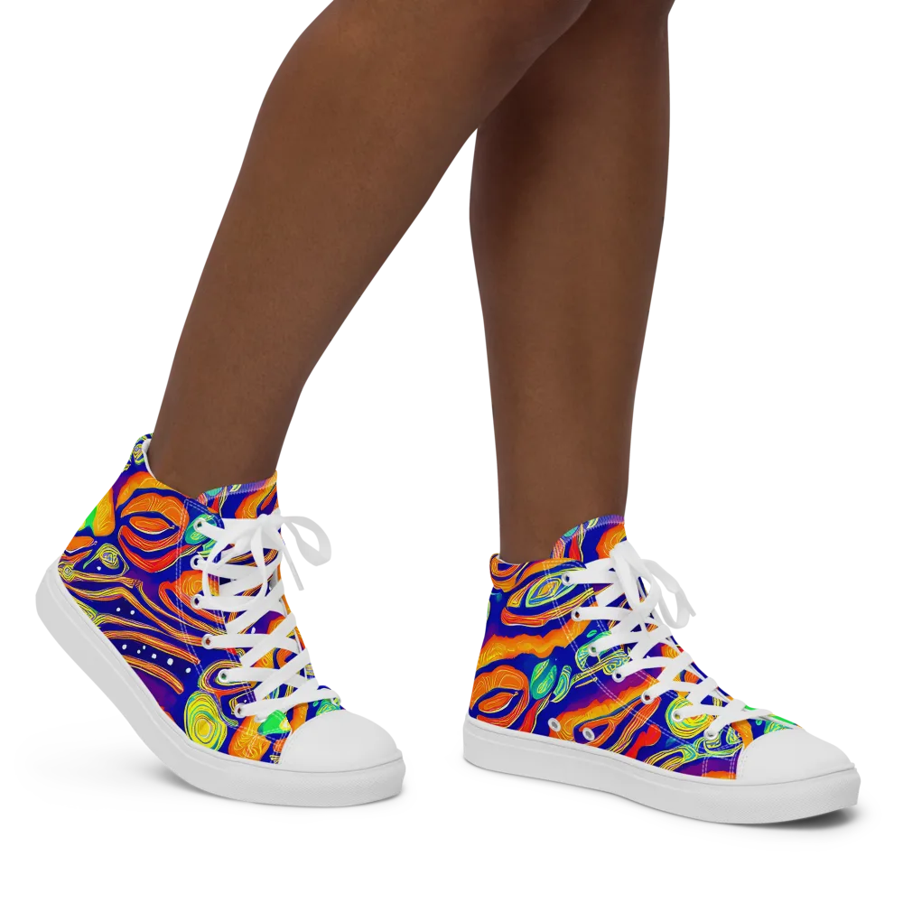 Aubergine Inferno on Women's High Top Canvas Shoes — Right