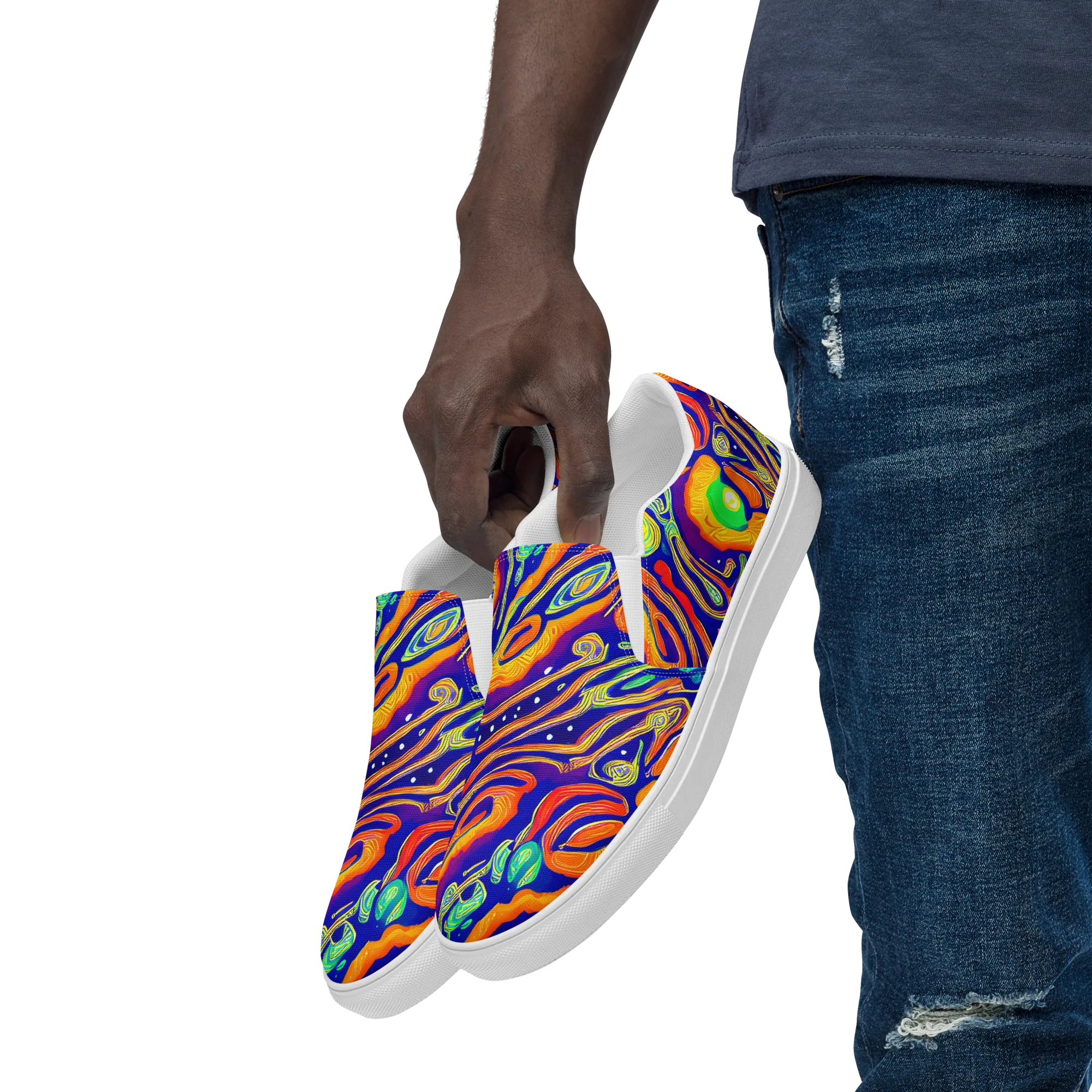 Aubergine Inferno on Men's Slip-On Canvas Shoes — Left Front