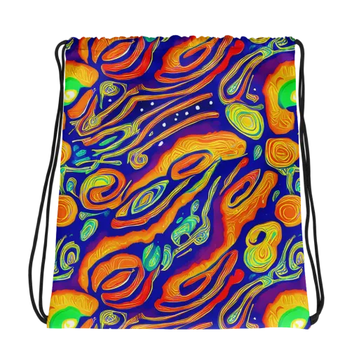 Aubergine Inferno on a Drawstring Bag