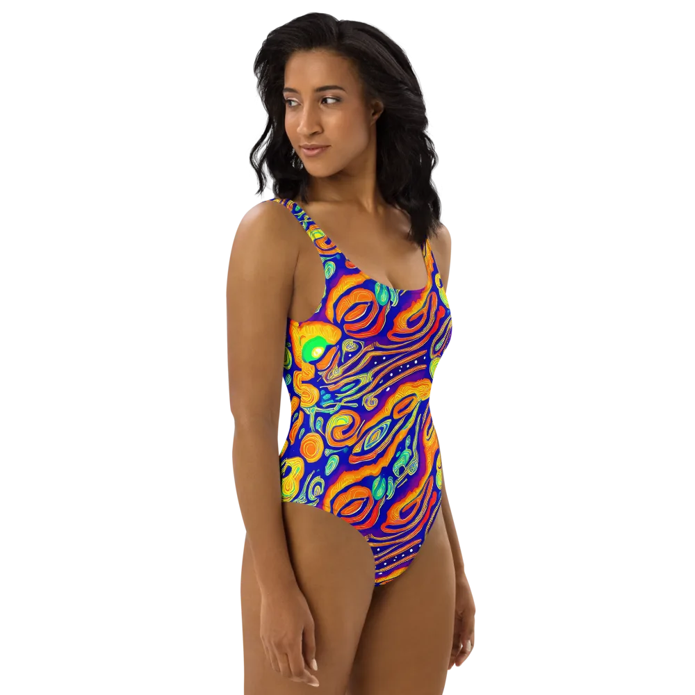 Aubergine Inferno on One-Piece Swimsuit — Right