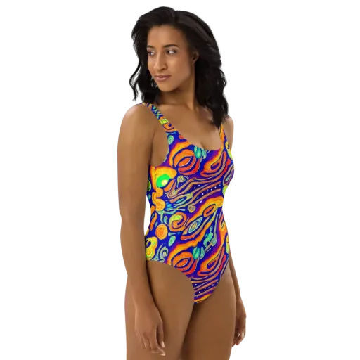 Aubergine Inferno on a One-Piece Swimsuit