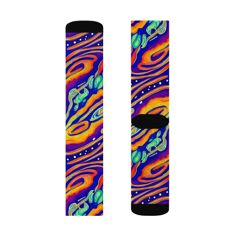 Aubergine Inferno on Socks — Left Sock