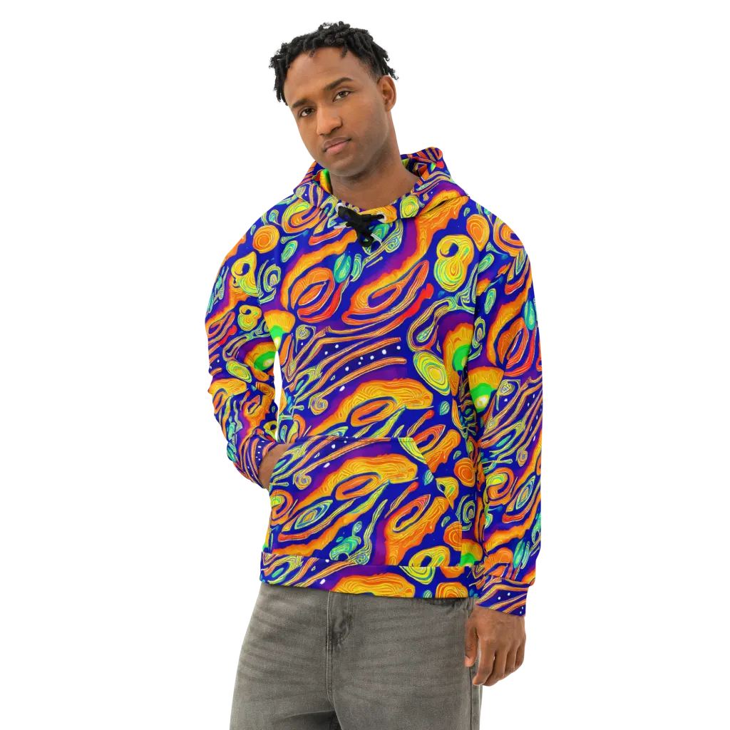 Aubergine Inferno on Cotton Hoodie — Left Front