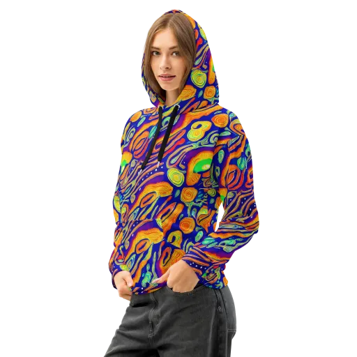 Aubergine Inferno on a Cotton Hoodie