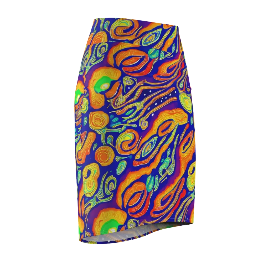 Aubergine Inferno on Pencil Skirt — Front Side