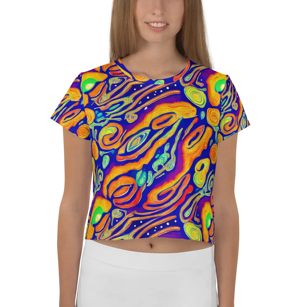 Aubergine Inferno on Crop Tee — Front