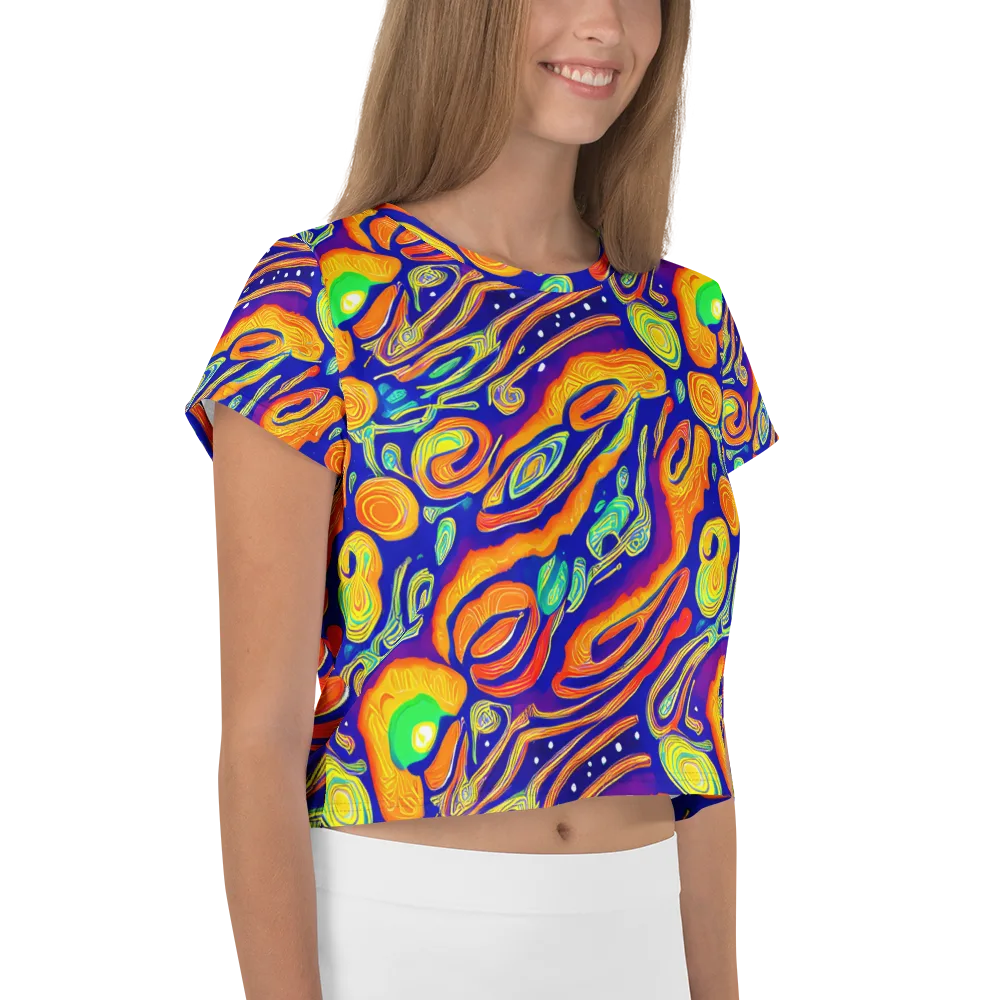 Aubergine Inferno on Crop Tee — Right