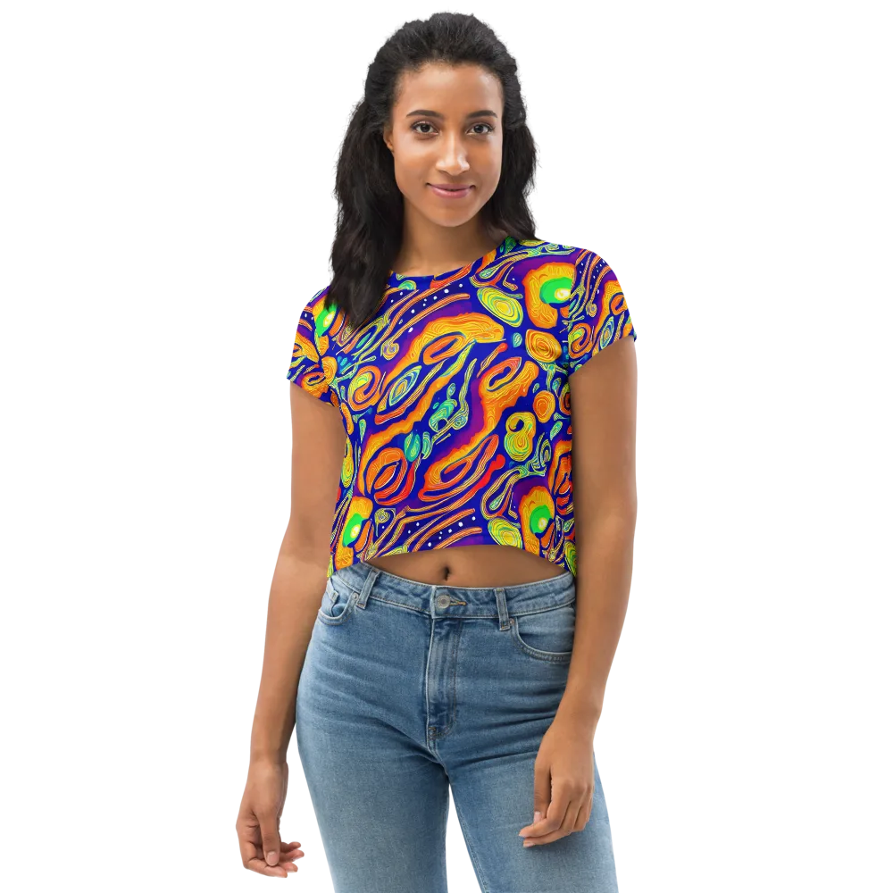 Aubergine Inferno on Crop Tee — Front