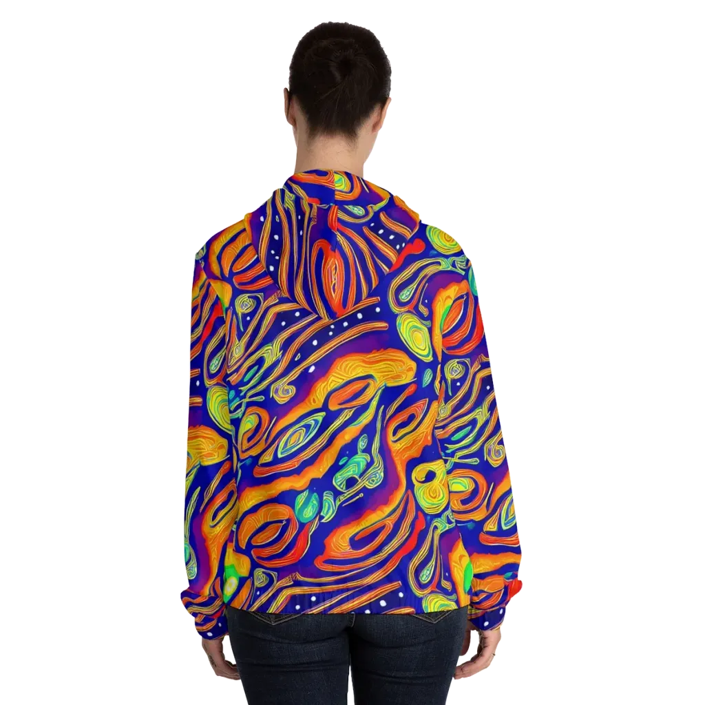 Aubergine Inferno on Women's Full-Zip Hoodie — Back On Person