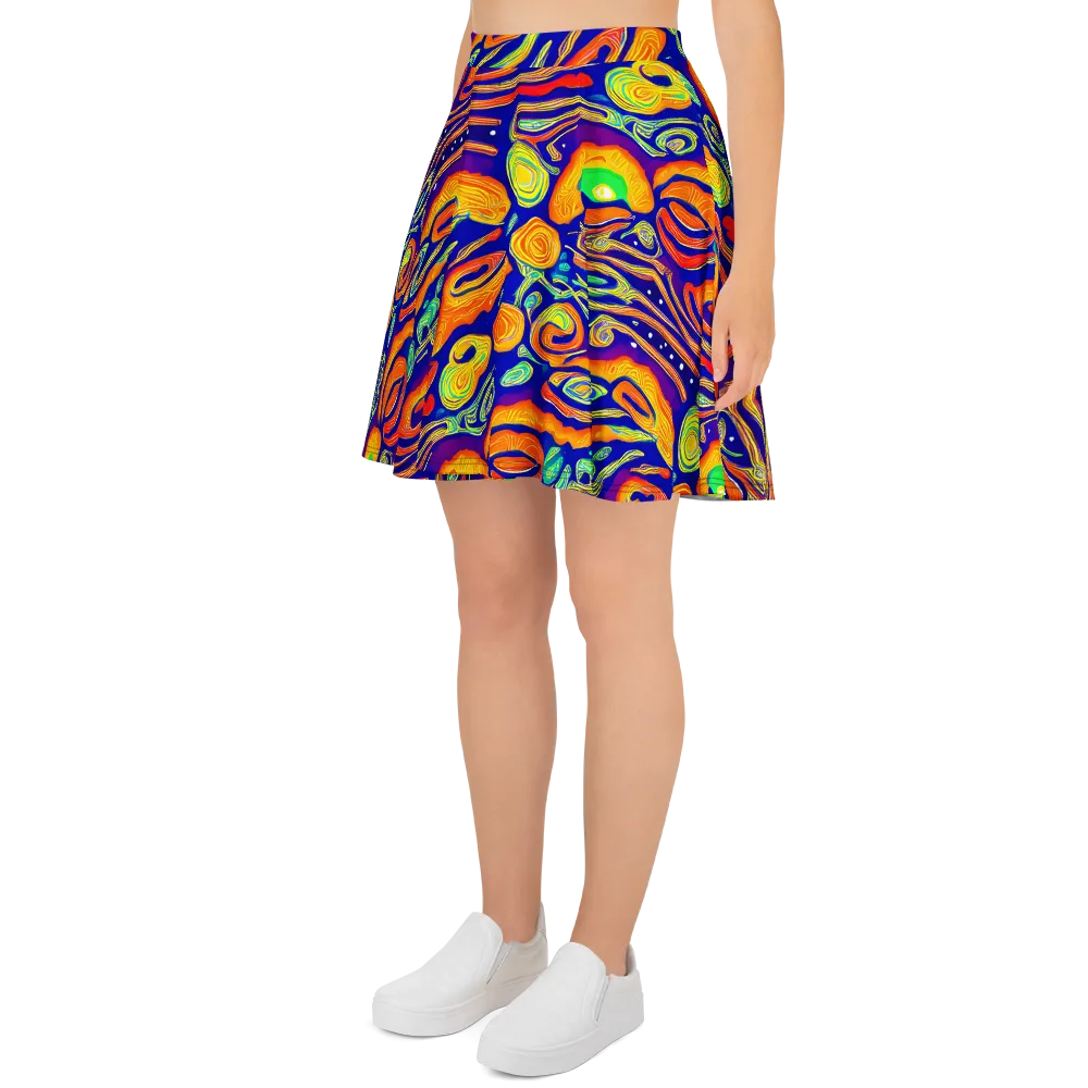 Aubergine Inferno on Skater Skirt — Left