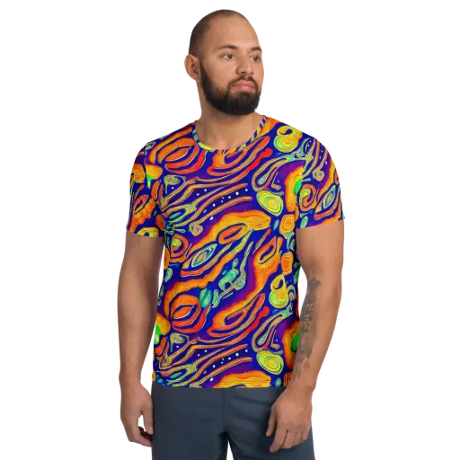 Aubergine Inferno on a Men's Athletic T-Shirt