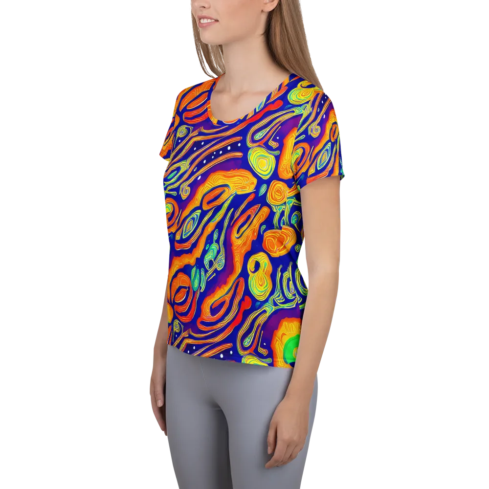 Aubergine Inferno on Women's Athletic T-Shirt — Left