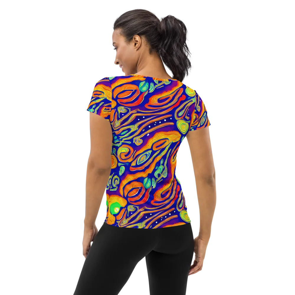 Aubergine Inferno on Women's Athletic T-Shirt — Back